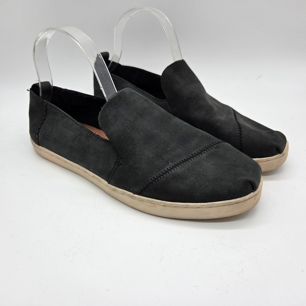 TOMS Avalon Slip On Sneakers Mens 10 Black Nubuck Leather Casual Flats